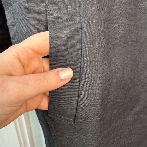 Chicos Linen Blend Top Womens Large Black Jacket Button Up Long Sleeve Collared - Picture 4 of 7